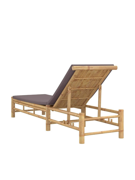 Bambus Garten- und Pool-Liegestuhl mit Grauem Kissen 199x55x30cm