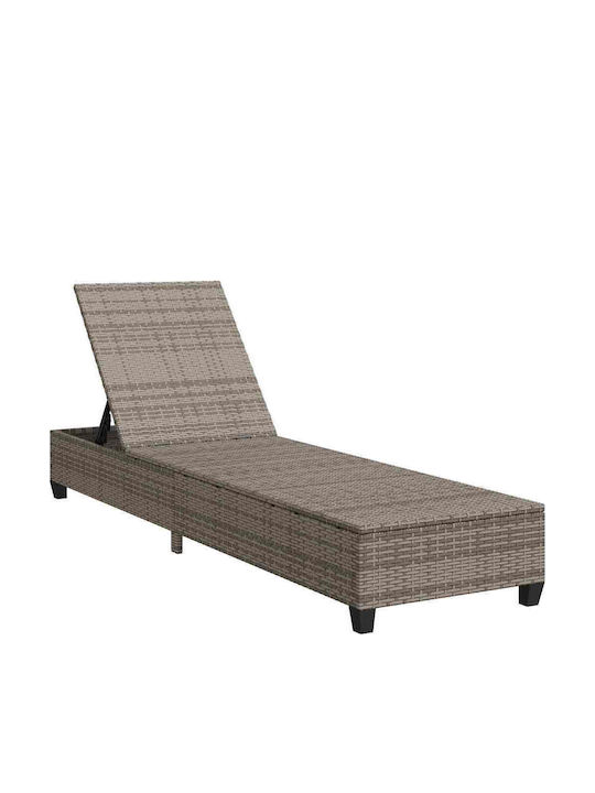 Garten- und Pool-Liegestuhl Rattan mit Kissen Grau 200x55x25,5cm
