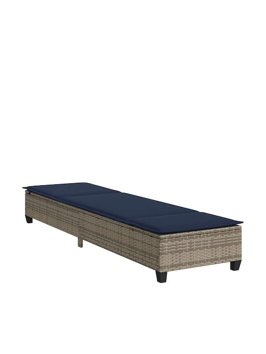 Garten- und Pool-Liegestuhl Rattan mit Kissen Grau 200x55x25,5cm
