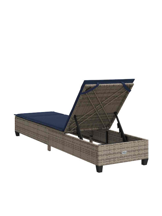 Garten- und Pool-Liegestuhl Rattan mit Kissen Grau 200x55x25,5cm