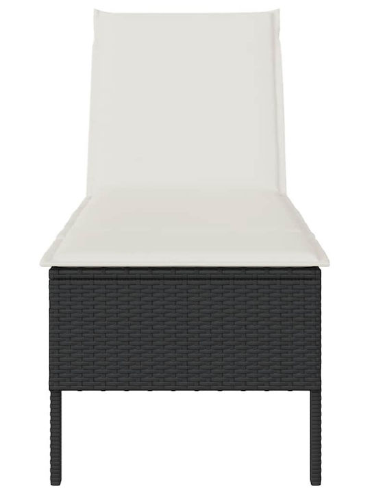 Șezlong Rattan Cu Pernă Negru 200x55x44cm