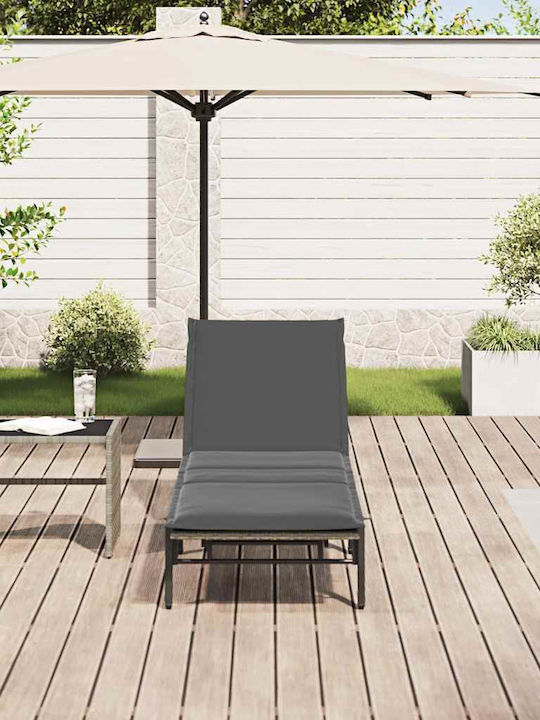 Șezlong Rattan Cu Pernă Gri 200x59x25cm