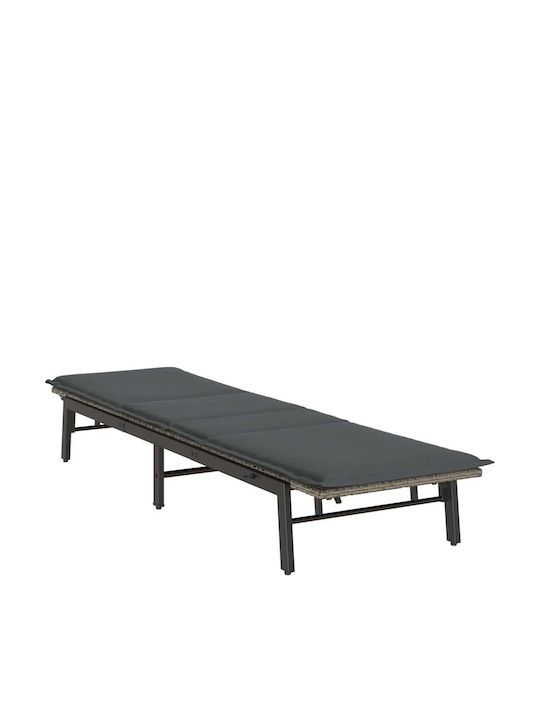 Șezlong Rattan Cu Pernă Gri 200x59x25cm