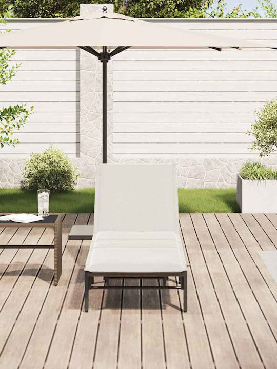 Ξαπλώστρα Rattan με Μαξιλάρι Καφέ 200x59x25εκ.