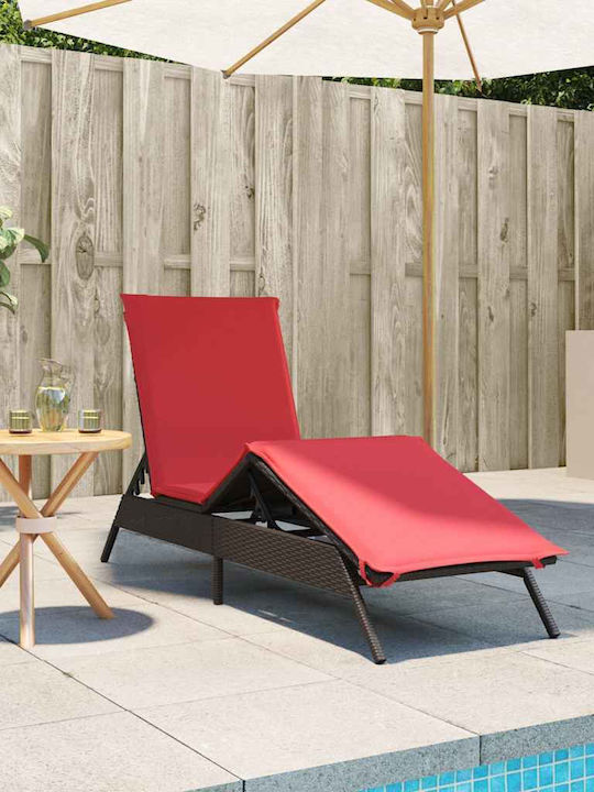 Garten- und Pool-Liegestuhl Rattan mit Kissen Braune 200x59x26cm