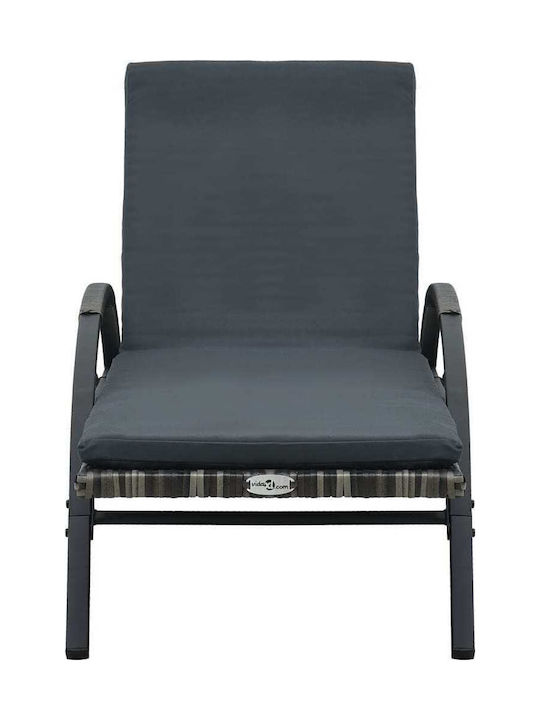 Garten- und Pool-Liegestuhl Rattan mit Kissen & Rädern Grau 199,5x65x37cm