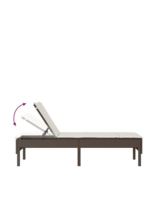 Rattan Deckchair with Brown Pillow 200x55x44cm