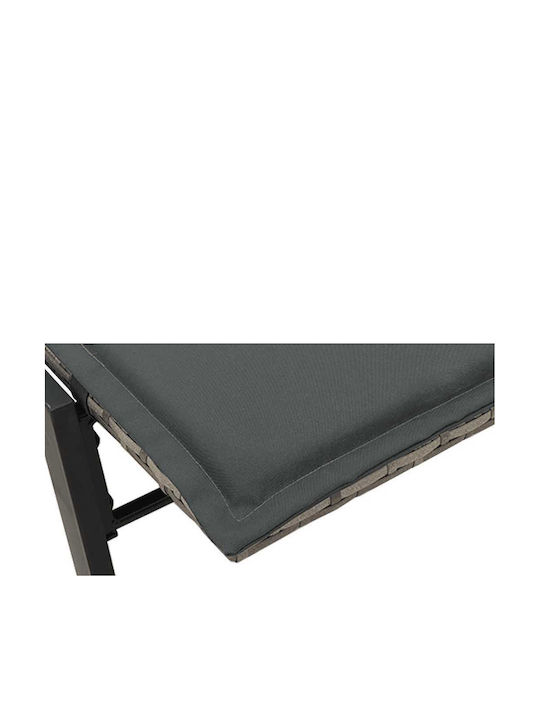 Șezlong Rattan Cu Pernă Gri 200x59x25cm