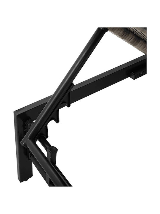 Șezlong Rattan Cu Pernă Gri 200x59x25cm