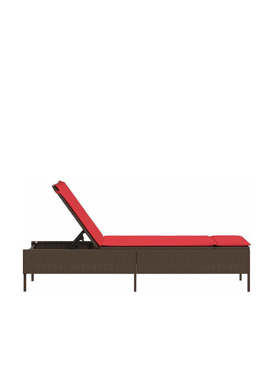 Garten- und Pool-Liegestuhl Rattan mit Kissen Braune 198x55x39cm