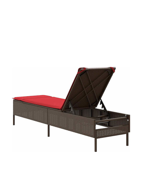 Garten- und Pool-Liegestuhl Rattan mit Kissen Braune 198x55x39cm