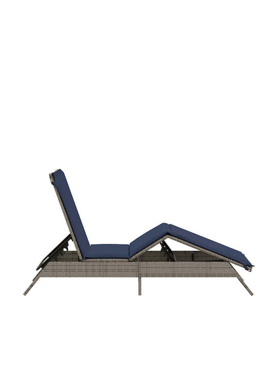 Garten- und Pool-Liegestuhl Rattan mit Kissen Grau 200x59x26cm