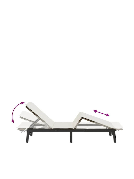 Ξαπλώστρα Rattan με Μαξιλάρι Καφέ 200x59x25εκ.