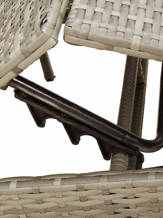 Garten- und Pool-Liegestuhl Rattan mit Kissen Grau 200x59x26cm
