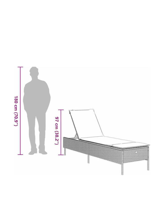 Garten- und Pool-Liegestuhl Rattan mit Kissen Braune 198x55x39cm
