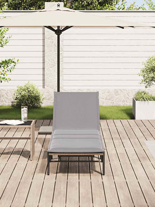 Garten- Und Pool-Liegestuhl Rattan Mit Beigen Kissen 200x59x25cm