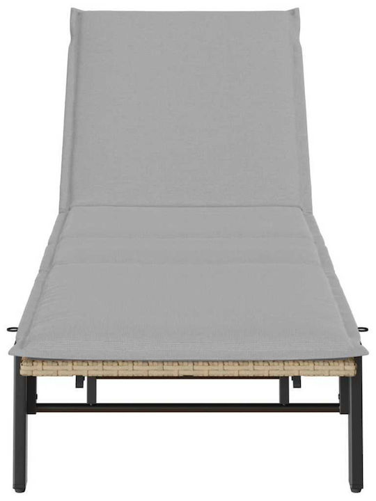 Garten- Und Pool-Liegestuhl Rattan Mit Beigen Kissen 200x59x25cm