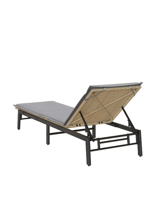 Garten- Und Pool-Liegestuhl Rattan Mit Beigen Kissen 200x59x25cm