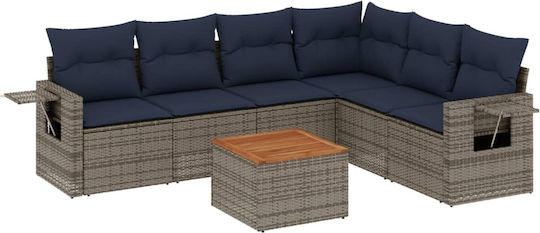 vidaXL Garden & Outdoor Furniture Set Living Room 7 Pieces Gray with Pillows