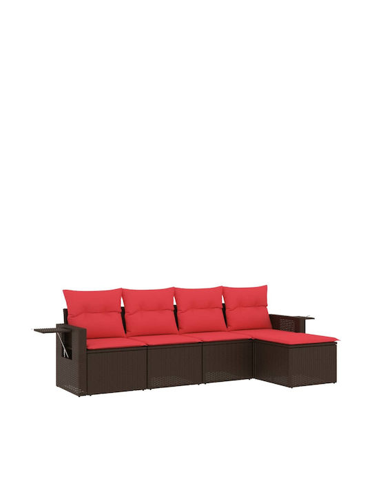 Ecksofa Outdoor Rattan mit Kissen 55x62x69cm