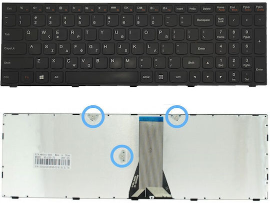 Lenovo Laptop Keyboard for G50-70 without Frame and Greek (GR) Layout in Black Colour
