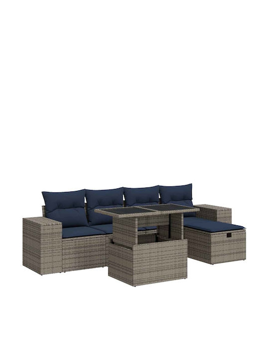 Set Cameră De Zi Pentru Exterior 6 Piese Maro Cu Perne