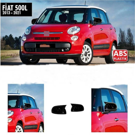 Set 2 Capace Oglindă Stil Batman Fiat 500 Punto Linea Punto Evo Culoare Negru Pian Negru Lucios Instalare Ușoară Rezistent la UV Material Premium
