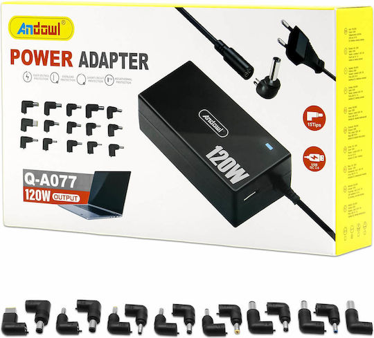 Andowl Încărcător Universal Laptop 120W 20V 6A Cu Cablu De Alimentare Detașabil