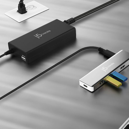 J5create USB-C Universal Φορτιστής Laptop 100W 5V 1.5A με Αποσπώμενο Καλώδιο Τροφοδοσίας