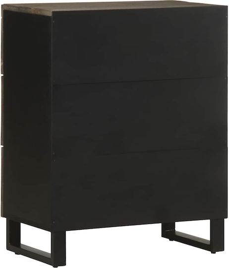 Sideboard aus Massivholz & Metall Schwarze 60x33x75cm