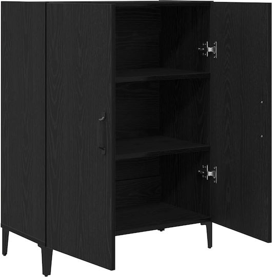 Sideboard aus Metall Schwarz Eiche 69.5x34x90cm