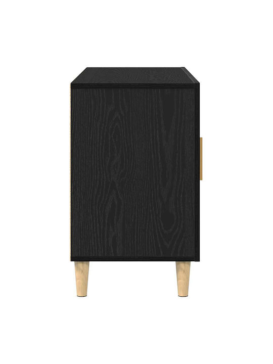 Wooden Sideboard with Drawers Black Oak 100x36x60cm