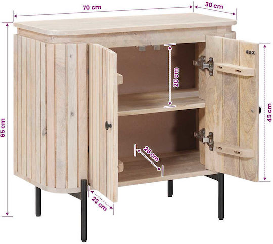 Μπουφές από Μασίφ Ξύλο Μπεζ 70x30x65cm