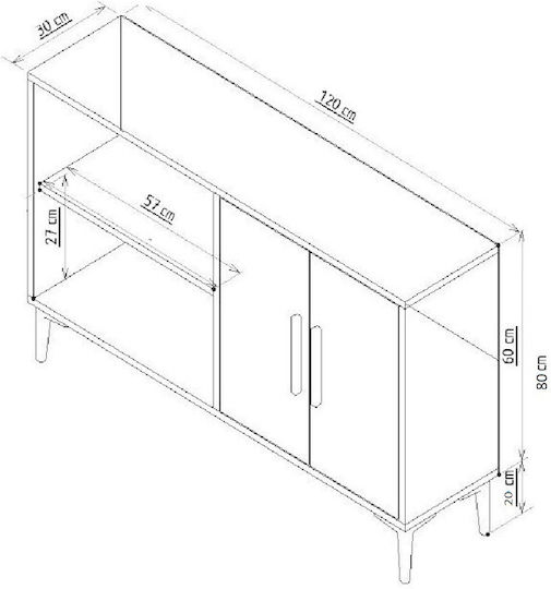 Wooden Sideboard Zafeiri 120x30x80cm