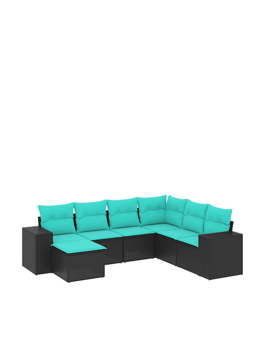 Corner Sofa Outdoor Rattan with Cushions 55x55x69cm
