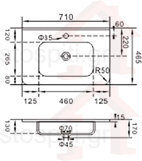 KLP Piccolo Plus Einbau Badezimmerwaschbecken aus Porzellan mit Wasserhahn 71x46cm KLP Piccolo Plus Einbau Badezimmerwaschbecken aus Porzellan mit Wasserhahn 71x46cm