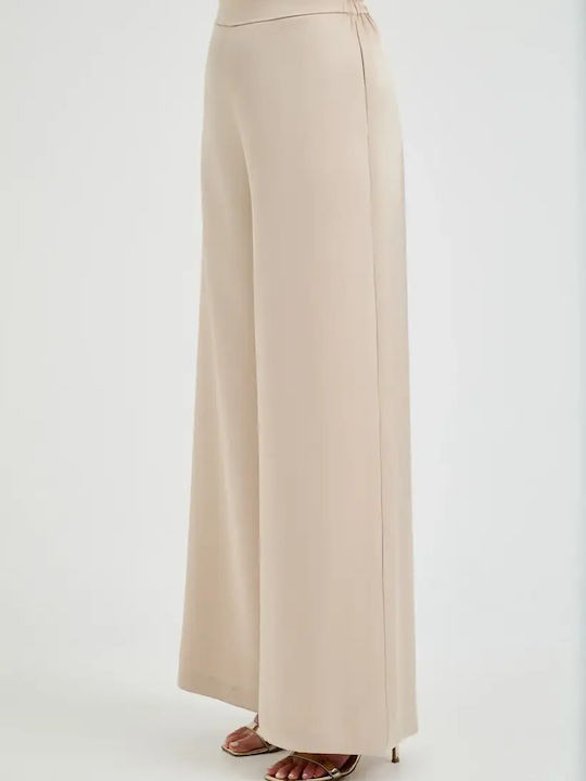 Women's High Rise Satin Pantaloons with Rubber Band in Loose Fit Sky Blue