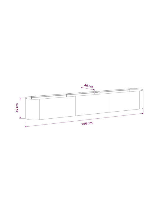 vidaXL Γλάστρα Μεταλλική Κόκκινο 280x40x40εκ.
