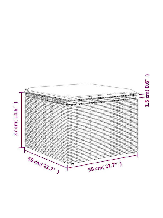 Outdoor Corner Sofa Rattan With Cushions 55x62x69cm