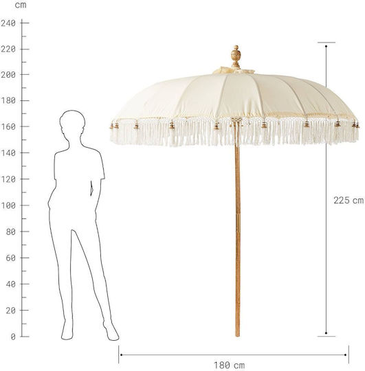 Umbrelă Rotundă Din Lemn Bej Φ1.8m