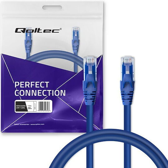 Qoltec U/UTP Кат.6 (Gigabit) Мрежов Кабел Ethernet 1.5м Син