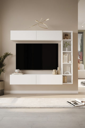 Bibliotecă Living Albă M169xL26xÎ144cm