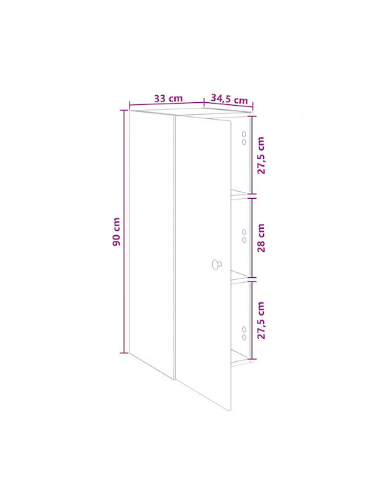 Окачен Бял Кухненски Гарнитур 33x34.5x90см