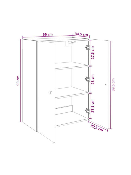 Dulap Suspendat Alb 66x34.5x90 cm