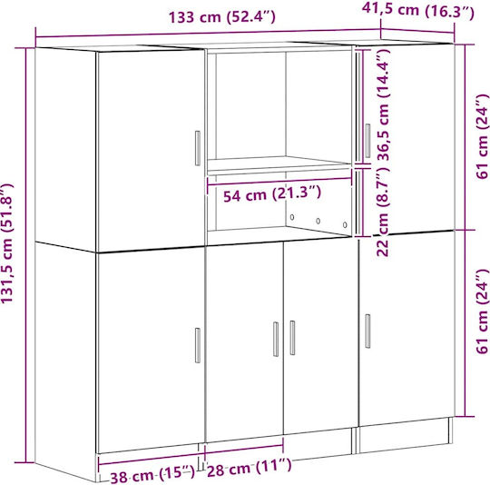 Στήλη Κουζίνας Δρυός 133x41.5x131.5εκ.