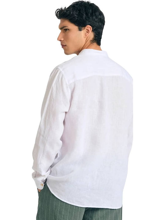 Funky Buddha Λινό Πουκάμισο White