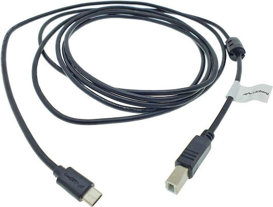 Lanberg USB 2.0 Cable USB-C Male - USB-B Black 3m
