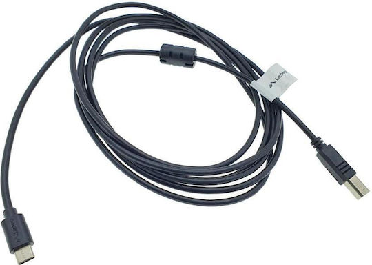 Lanberg USB 2.0 Cable USB-C Male - USB-B Black 3m