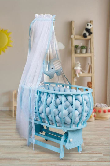 SteweHome Babywiege mit Blauen Rädern