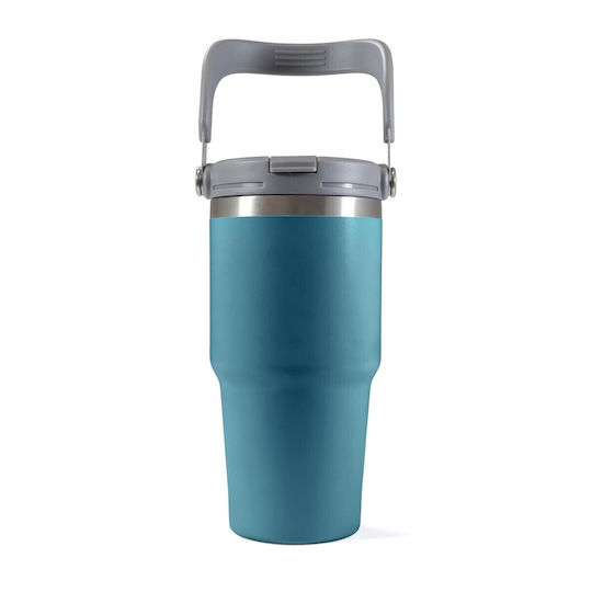 Relags Ποτήρι Θερμός Ανοξείδωτο 600ml Ocean Blue με Καλαμάκι